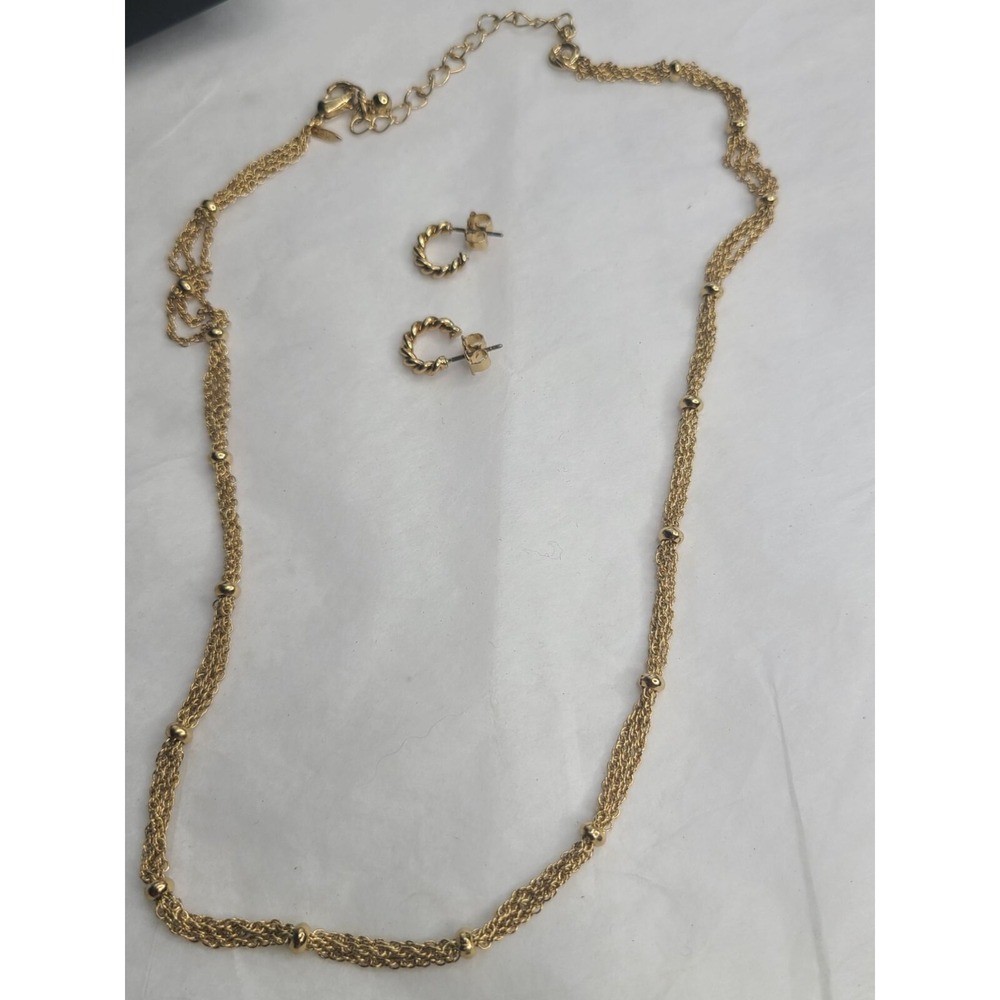 Vintage Avon Goldtone Multi Strand Necklace & Earring Set With Twisted Design - Picture 6 of 6